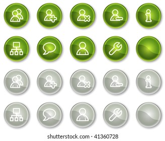 Iconos web de usuarios, series de botones de círculo verde y gris