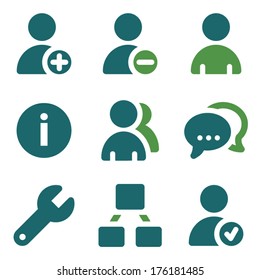 Users web icons, green mix set