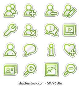 Users web icons, green sticker series