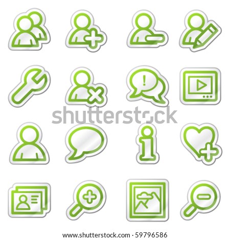 Users web icons, green sticker series