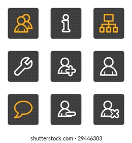 Iconos web de usuarios, series de botones grises