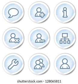 Iconos web de usuarios, pegatinas azul claro