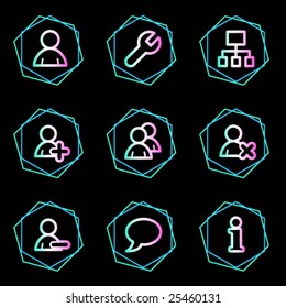 Iconos web de usuarios, series de contorno de neón