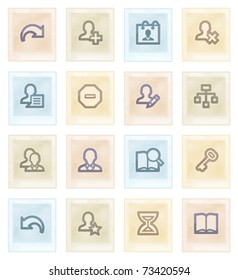 Users web icons on color paper.