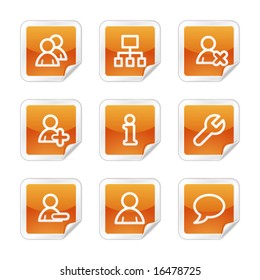 Users web icons, orange glossy sticker series
