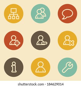 Users web icons, retro circle buttons