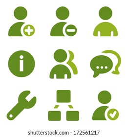 Conjunto de iconos web de usuarios, serie verde