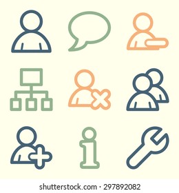 Iconos web de usuarios, botones cuadrados