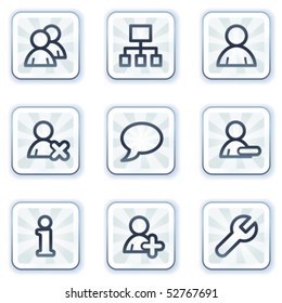 Iconos web de usuarios, botones cuadrados blancos