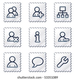 Iconos web de usuarios, serie de sellos blancos