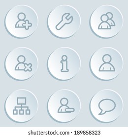 Users web icons , white sticker buttons