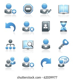 Users web icons.Gray and blue series.