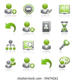 Users web icons.Gray and green series.