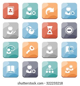 Users white icons on color buttons.