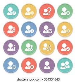 Users white icons on color buttons.