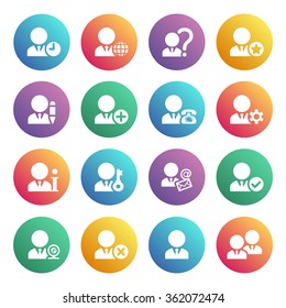 Users white icons on color buttons.