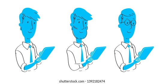 Users works on their mobile devices