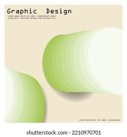 It uses circles in gradients using green to create a work.