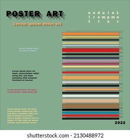 Es verwendet Farben und Linien in der Zusammensetzung, die für Poster oder Buchhüllen verwendet werden.