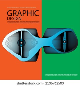 En el diseño se utilizan tonos anaranjados, verdes, azules y líneas.