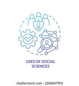Uses of social sciences blue gradient concept icon. Prevention measures. Pandemic preparedness abstract idea thin line illustration. Isolated outline drawing. Myriad Pro-Bold fonts used