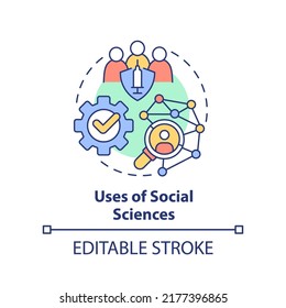 Uses of social sciences concept icon. Prevention measures. Pandemic preparedness abstract idea thin line illustration. Isolated outline drawing. Editable stroke. Arial, Myriad Pro-Bold fonts used