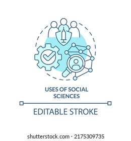 Uses of social sciences turquoise concept icon. Pandemic preparedness abstract idea thin line illustration. Isolated outline drawing. Editable stroke. Arial, Myriad Pro-Bold fonts used