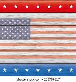 US-Flag on the wooden background. Eps 10 vector file.