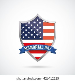 US-Flag protection shield for Memorial Day on the white background. Eps 10 vector file.