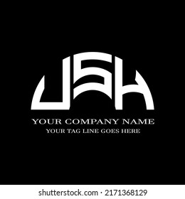 Diseño creativo del logotipo de la letra USH con gráfico vectorial