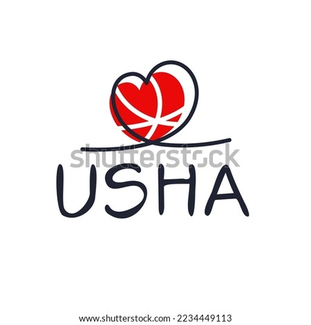 (Usha) Calligraphy name, Vector illustration.