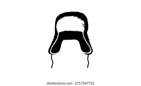 Chapéu Ushanka com Flaps de orelha, silhueta isolada preta