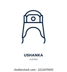 ushanka icon from clothes collection. Thin linear ushanka, hat, russian outline icon isolated on white background. Line vector ushanka sign, symbol for web and mobile