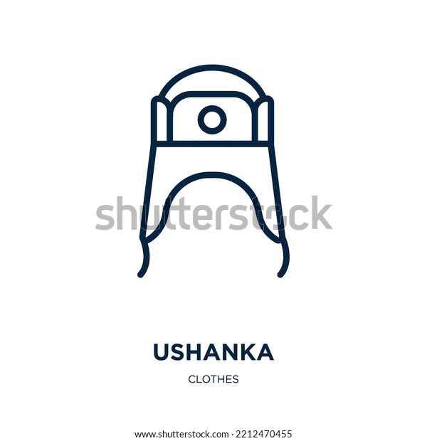 ushanka icon from clothes\
collection. Thin linear ushanka, hat, russian outline icon isolated\
on white background. Line vector ushanka sign, symbol for web and\
mobile