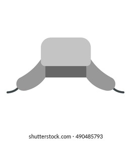 Ushanka man hat icon in flat style isolated on white background. Accessory symbol vector illustration