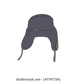 Ushanka is a Russian folk traditional winter hat. Headdress in Russia. Design element.