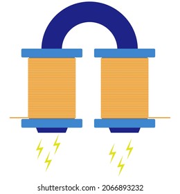 U-shaped electromagnet. Vector illustration of electromagnet. 