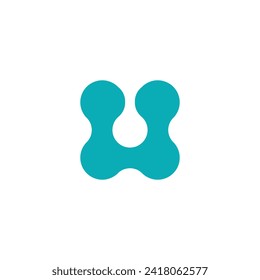 U-shaped logo like a circuit network with blank background