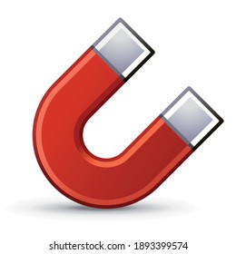 U-shaped magnet. Horseshoe magnetic tool. Professional vector icon isolated on white background.