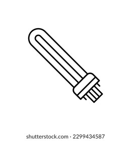 U-shaped UV lamp without ozone black line icon. Pictogram for web page, mobile app, promo.
