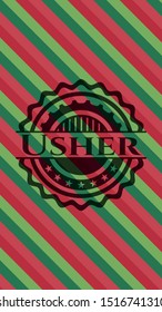Usher christmas emblem. Vector Illustration. Detailed.