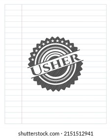 Usher with pencil strokes. Vector Illustration. Detailed. 