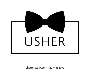 Usher sign Elegant Bow Tie Frame Wedding party signs Wedding Outfit print