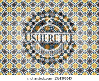 Usherette arabic badge background. Arabesque decoration.