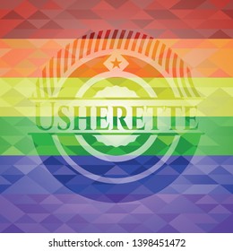 Usherette lgbt colors emblem. Vector Illustration. Mosaic.