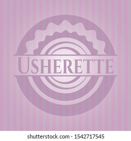 Usherette vintage pink emblem. Vector Illustration. Detailed.