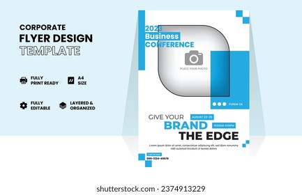 usiness Conference Flyer Layout with white Accents. Premium quality vector illustrated design template. can be adapt as brochure, poster. Size A4.