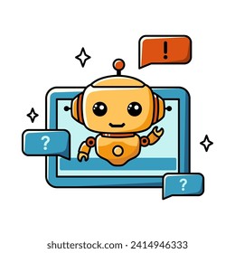 Using AI for consulting and customer support. Chat bot assistant for online applications. Cartoon vector concept illustration.