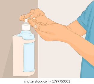 Uso de gel de alcohol para desinfectar manos