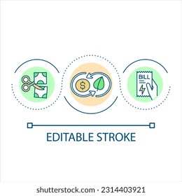 Using alternative energy advantage loop concept icon. Green minded household. Saving on electricity abstract idea thin line illustration. Isolated outline drawing. Editable stroke. Arial font used